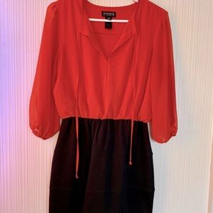 Orange & Black Colorblock Enfocus Studio Dress